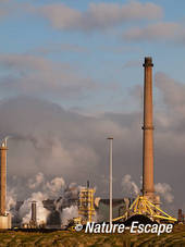 Zicht op Tata-Steel vanf strand Noordpier, Velsen-Noord 1 020112